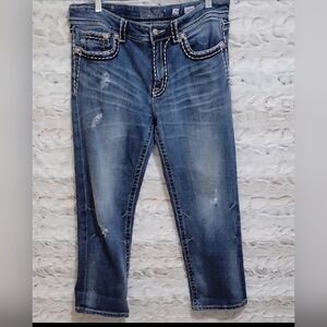 Miss Me Boyfriend Jeans Womens Sz 29 Ankle Length Distressed, Coastal Cowgirl